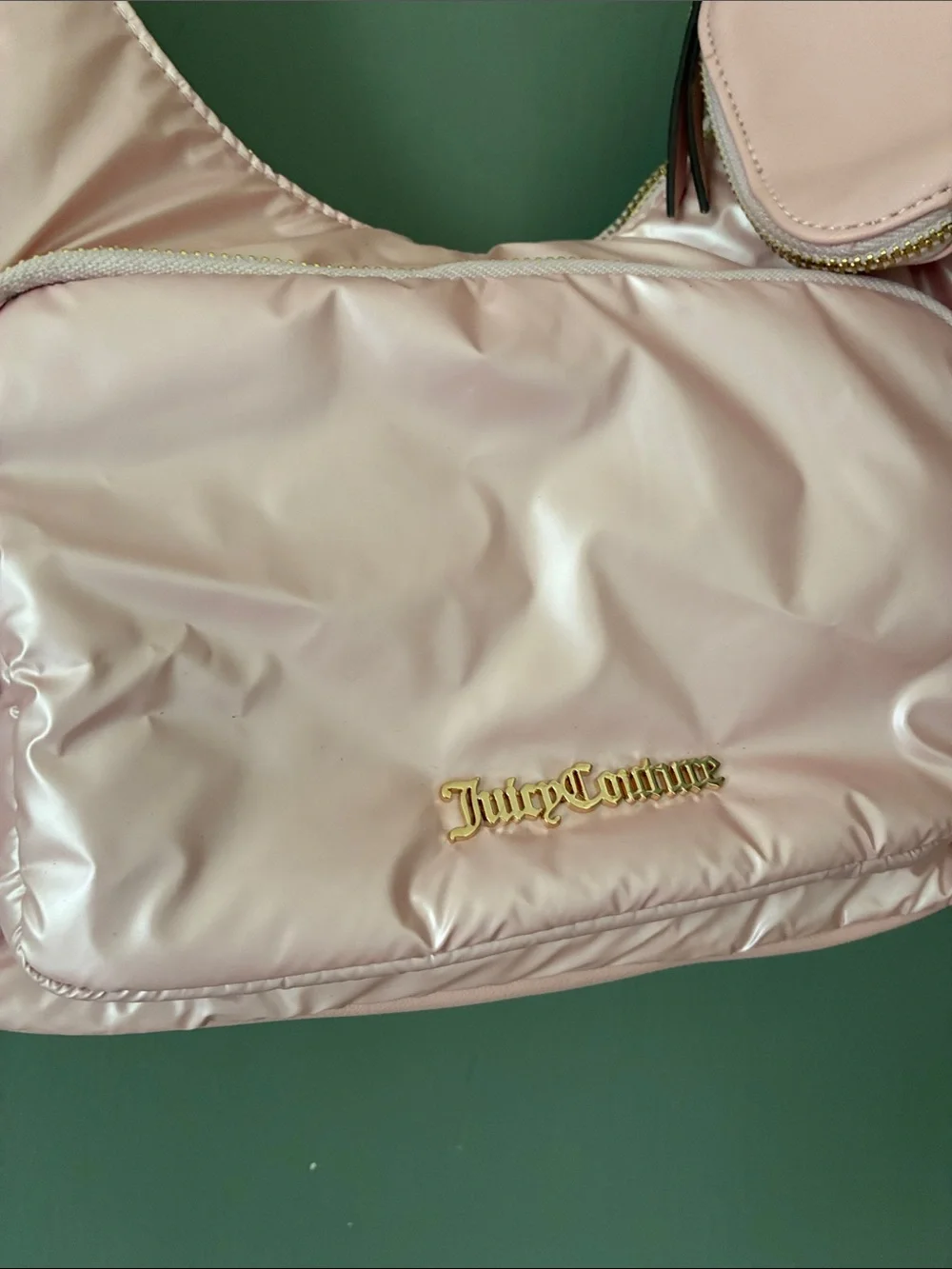 Juicy Couture Light Pink Shiny Shoulder Hobo with Pouch